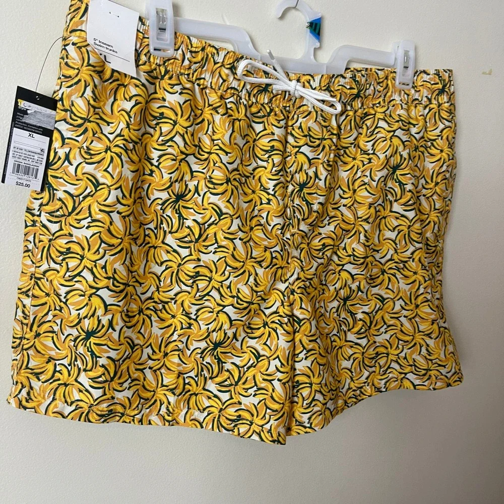 Original Use Mens Banana Print Swim Trunks Yellow 5